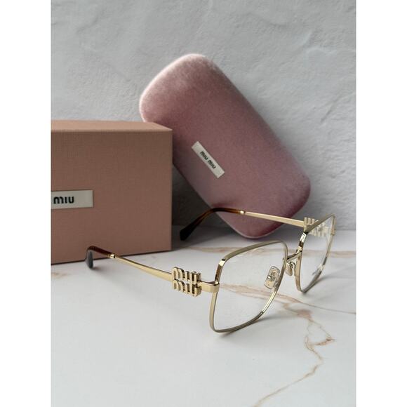 NEW Miu Miu M51XV Pale Gold Square Logo Eyeglasses Frames main image 4